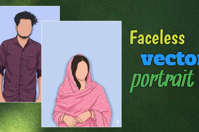 Faceless vector portrait illustration