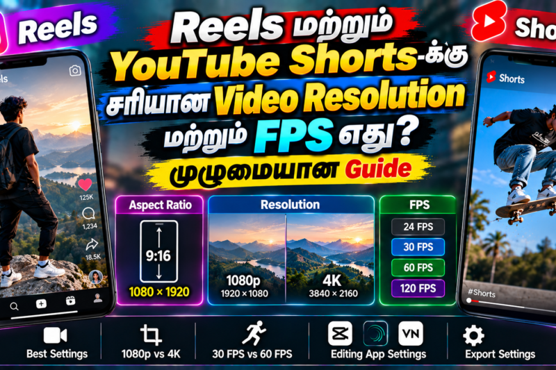 Reels மற்றும் YouTube Shorts-க்கு சரியான Video Resolution மற்றும் FPS எது? – முழுமையான Guide